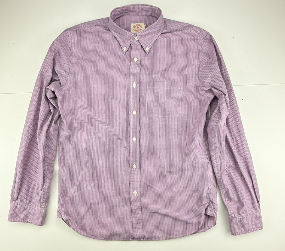 Brooks Brothers Red Fleece Men's M Purple Plaid Micro Check Button Down Shirt